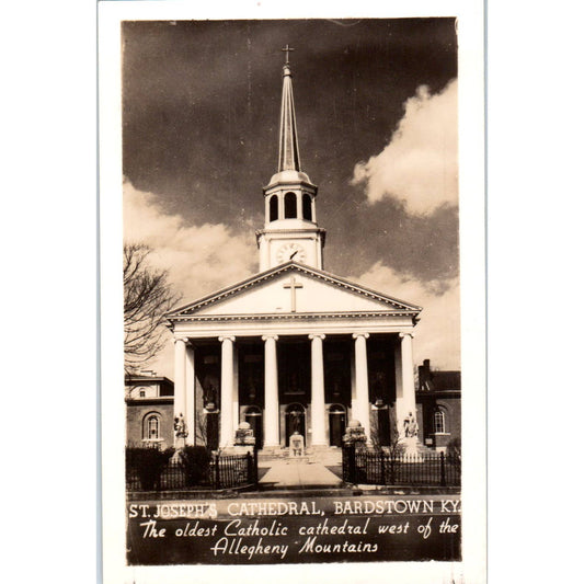 St. Joseph's Cathedral Bardstown Kentucky - Original RPPC Postcard TJ7-RP3