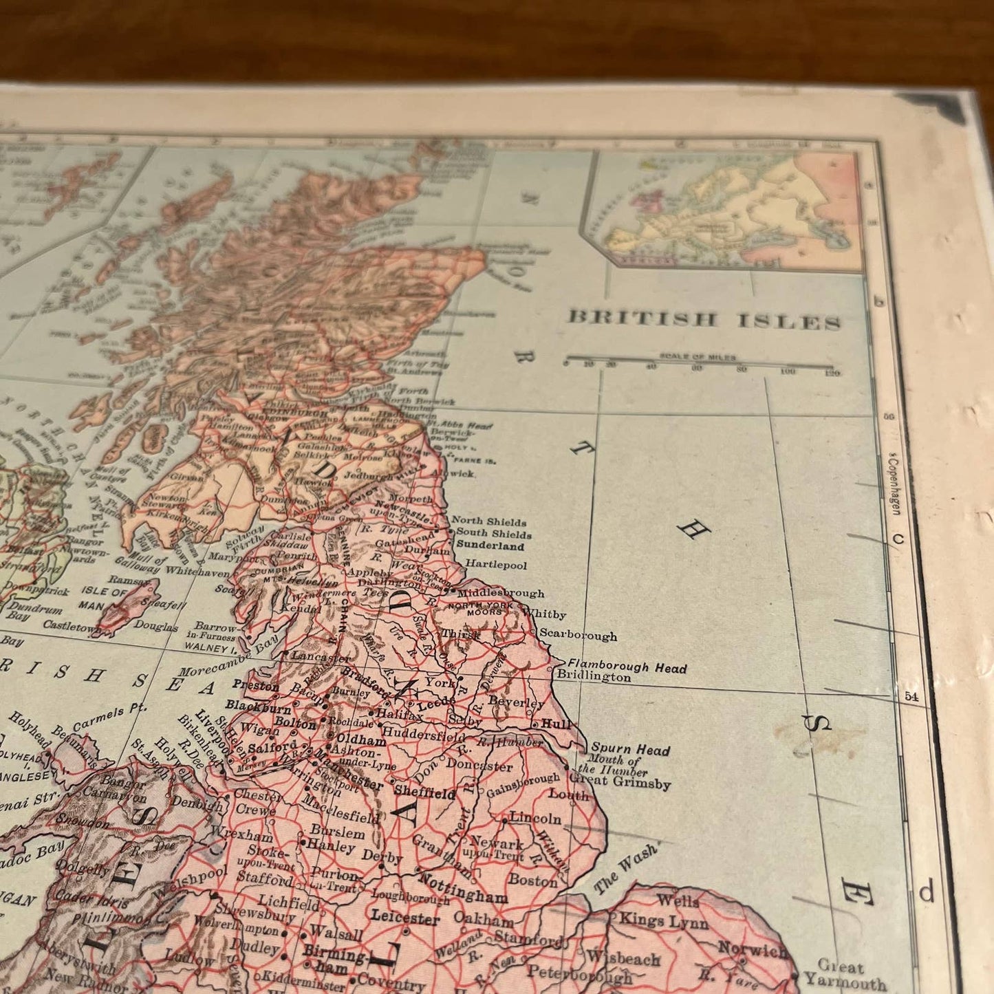 Antique 1903 Map of BRITISH ISLES Color 10 x 12” FL5