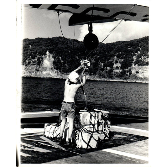 1970 Original Photo USCG Coast Guard Staten Island Loading Helicopter 8x10 AD6-1