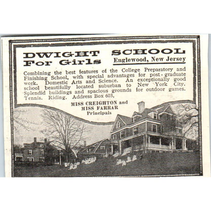 c1920 Harper's Ad - Dwight School for Girls Englewood NJ Creighton Farrar EA3-1
