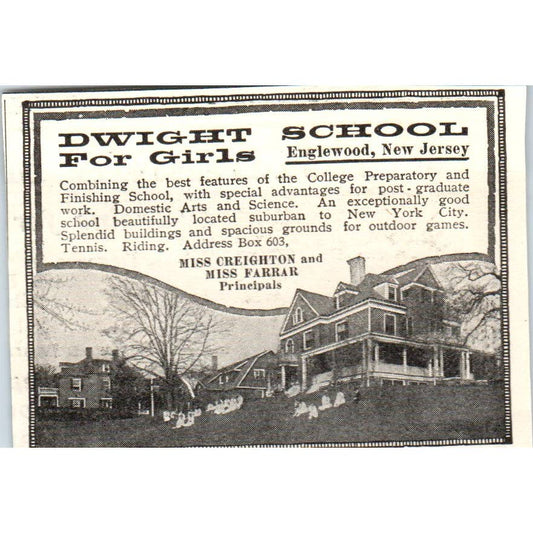 c1920 Harper's Ad - Dwight School for Girls Englewood NJ Creighton Farrar EA3-1