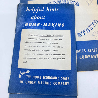 Helpful Hints About Homemaking Cookbook Lot of 10 Union Electric Co St Louis TF7