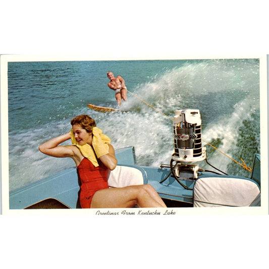 Kentucky Lake Water Skiing Lower Tennessee Valley Lakes Original Postcard TK1-24