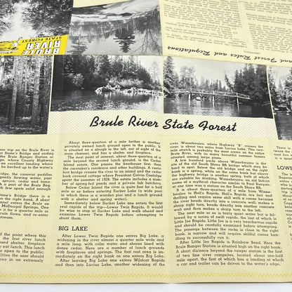 1940s Burke River State Forest Brochure & Fold Out Map Wisconsin AB3