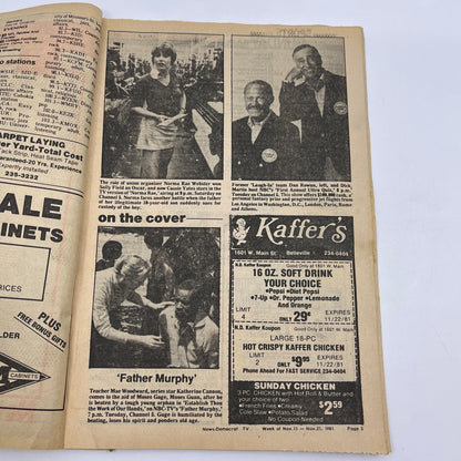 1981 Nov 15 Bellville IL News-Democrat TV Listings Magazine Father Murphy L4-1