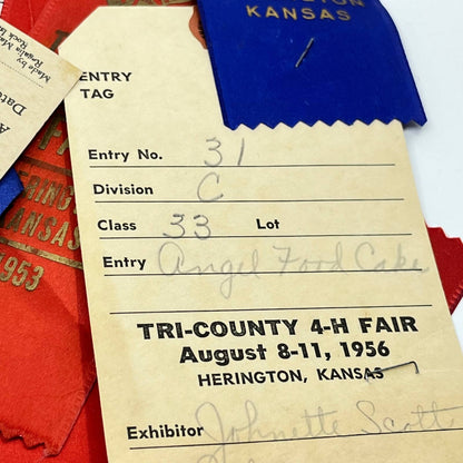1950s HUGE Lot of Prize Ribbons Tri-County 4-H Fair Herrington Kansas TA3-1