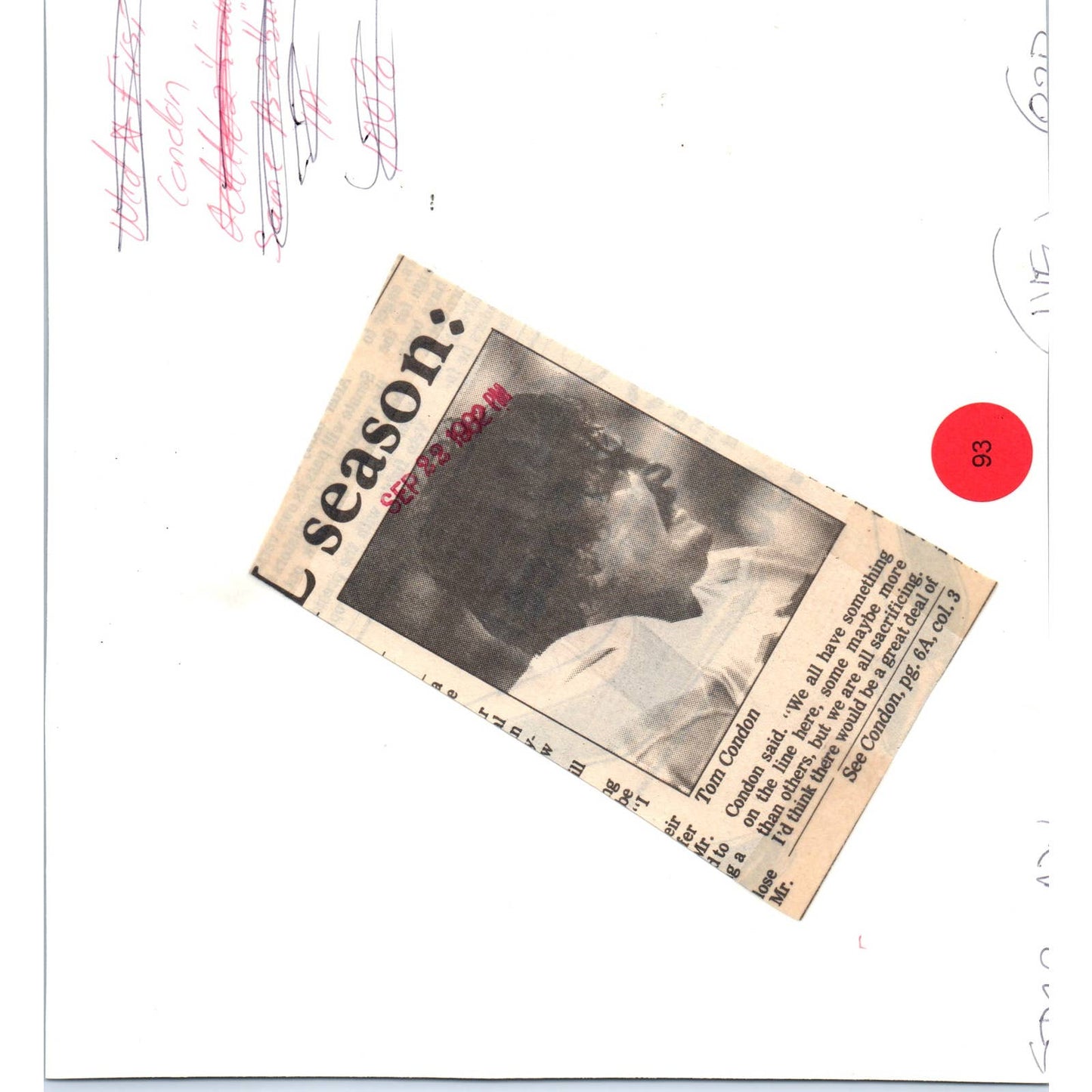 1982 Original Press Photo Football NFL Kansas City Chiefs Tom Condon 7x8" TK2-FP