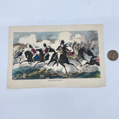 1880s Tinted Engraving Art Print The Battle of Eutaw 4.5 x 6.5 AA8