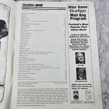 Gameday Pro December 6, 1981 Green Bay Packers v Detroit Lions Billy Sims TJ3