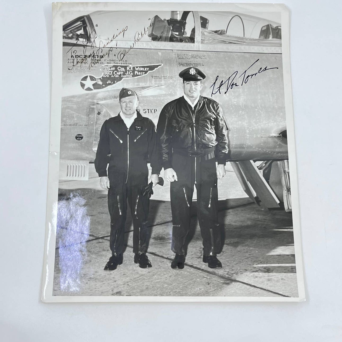 1950s Signed Photo Lt. Don Torres Col. R.F. Worley Pilot Aviation 8x10” AB2