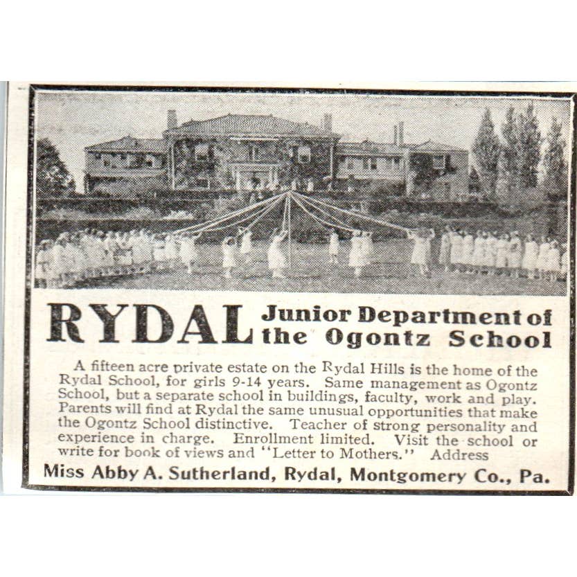c1920 Harper's Ad - Rydal Junior Dept of the Ogontz School Abby Sutherland EA3