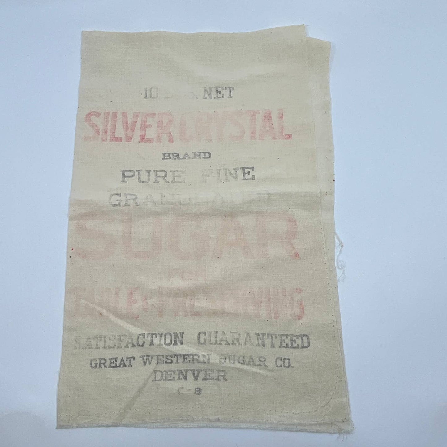 Vintage Sugar Sack - Silver Crystal Great Western Sugar Co Denver 15" TF5-3