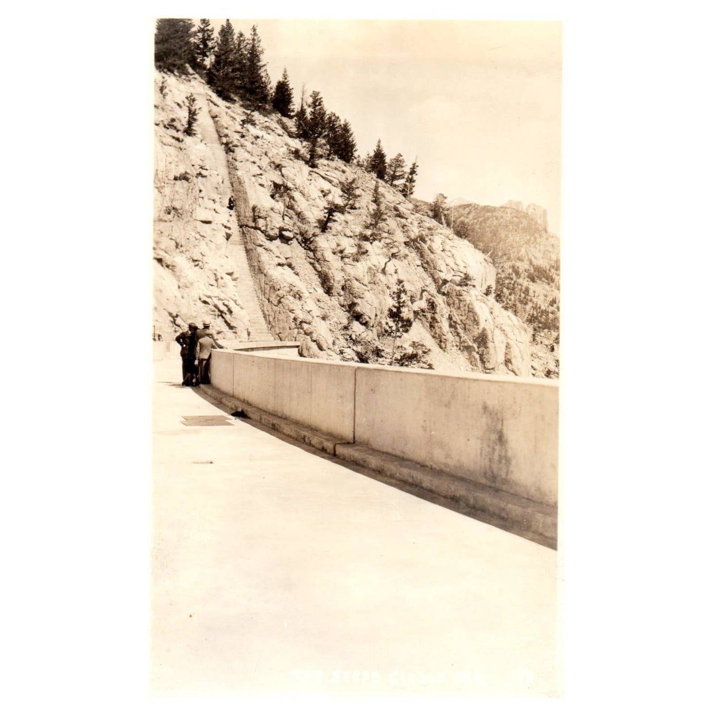 The Steps at Gibson Dam - Original Postcard RPPC TJ8-4