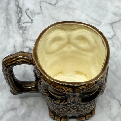 1970s Retro Sleepy Eye Brown Owl Ceramic Coffee Mug Embossed TJ1