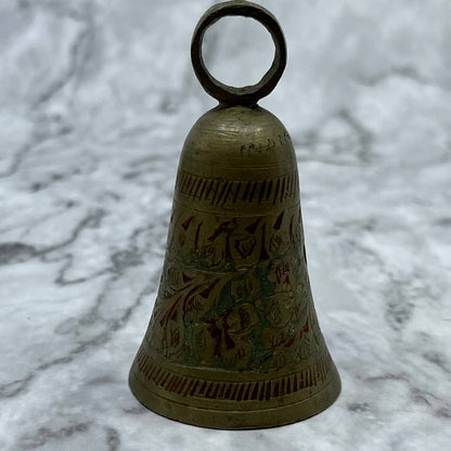Vintage Etched Brass Bell of Sarna 3" India SA2