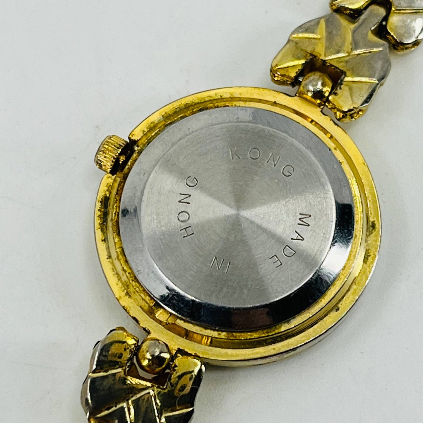 Vintage Gold & Silver Tone Quartz Watch Metal Bracelet Clasp Band SA9