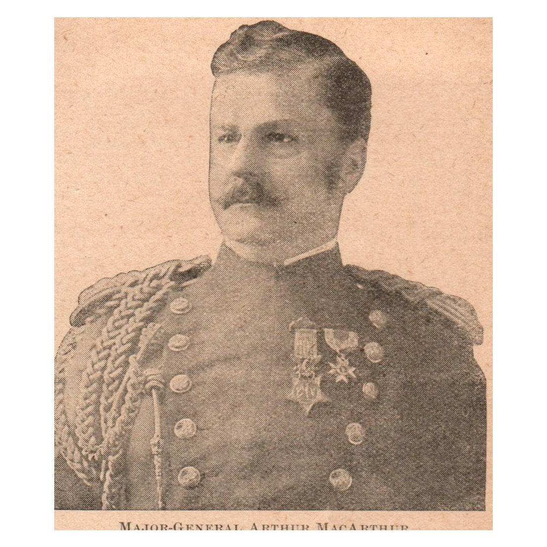 Major-General Arthur MacArthur Portrait 3x3.5" Original Engraving 1899 AK3-7