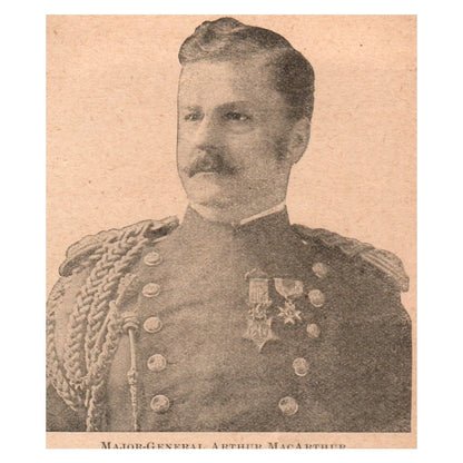 Major-General Arthur MacArthur Portrait 3x3.5" Original Engraving 1899 AK3-7