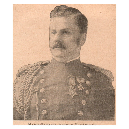 Major-General Arthur MacArthur Portrait 3x3.5" Original Engraving 1899 AK3-7