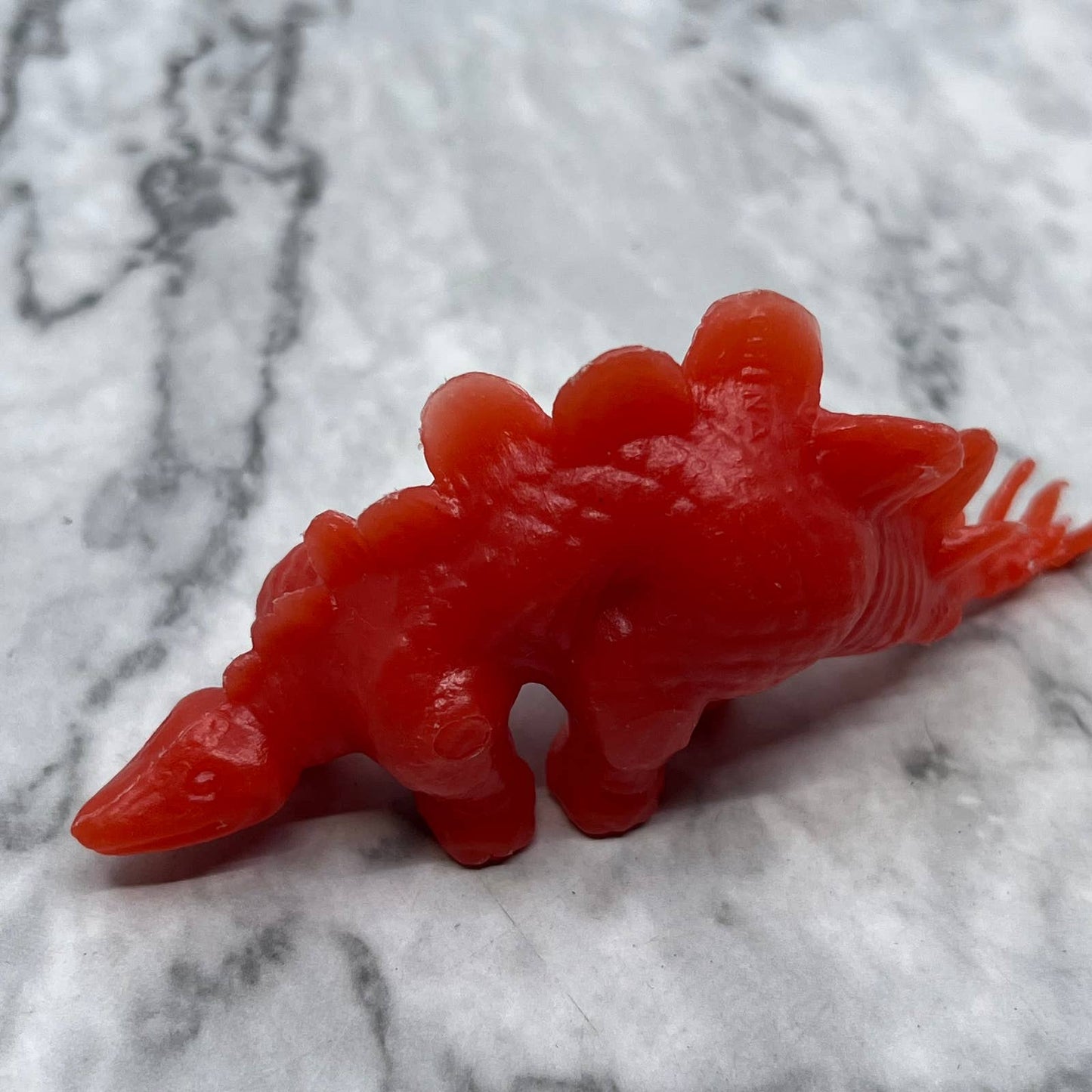 Toy Street Marx Stegosaurus Prehistoric RED Hard Plastic Dinosaur 3.5" SE6