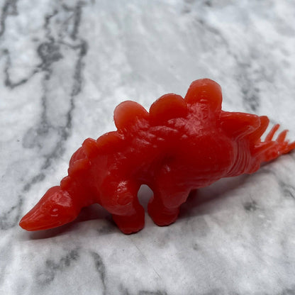 Toy Street Marx Stegosaurus Prehistoric RED Hard Plastic Dinosaur 3.5" SE6