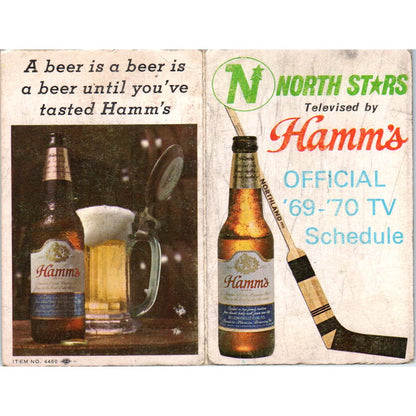 1969-70 Minnesota North Stars NHL Hockey Pocket Schedule Hamms TK1-P3