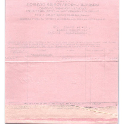 1916 Lederle Laboratories Division American Cyanamid Company Invoice CC AD8