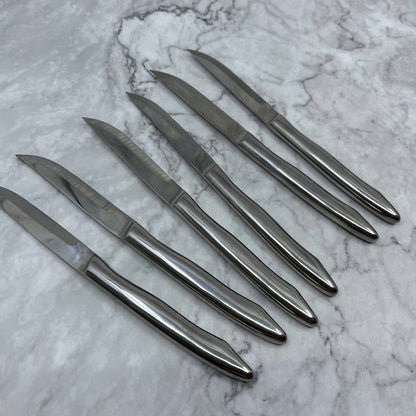 Vtg MCM Excello Deluxe Hollow Ground Stainless Steel Set Of 6 Steak Knives TA9