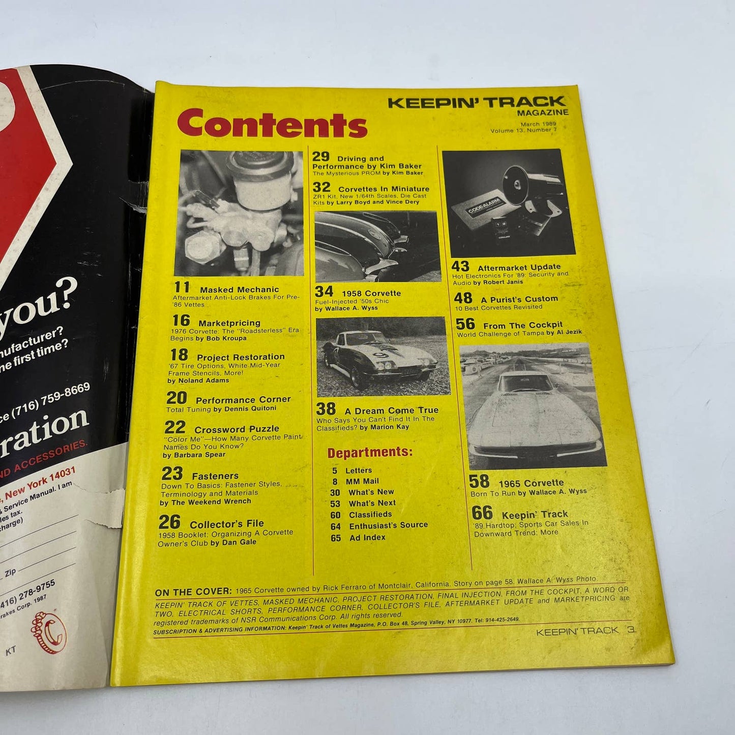 1989 March Keepin' Track of Vettes Corvette Magazine '65 Vette Coupe TG1