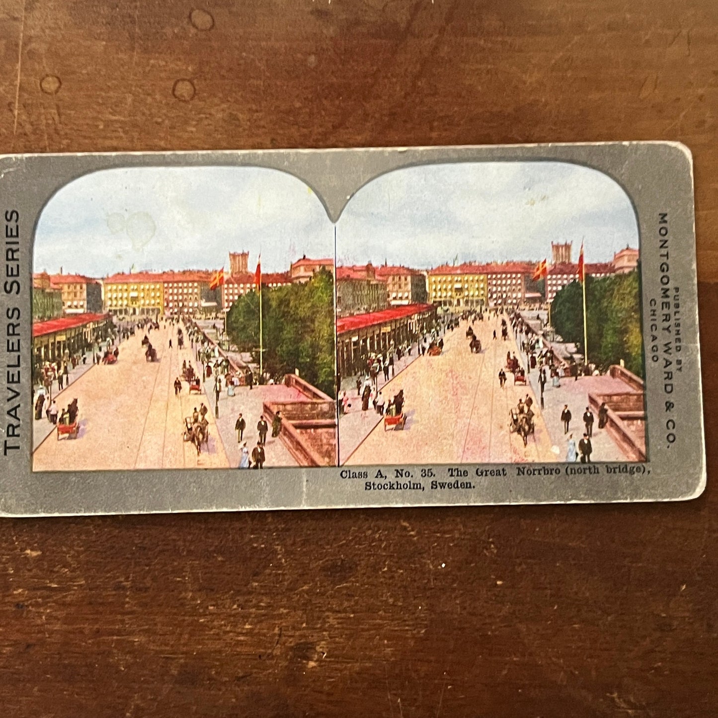 The Great Norrbro North Bridge Stockholm Sweden Antique Stereoview Card H2-4