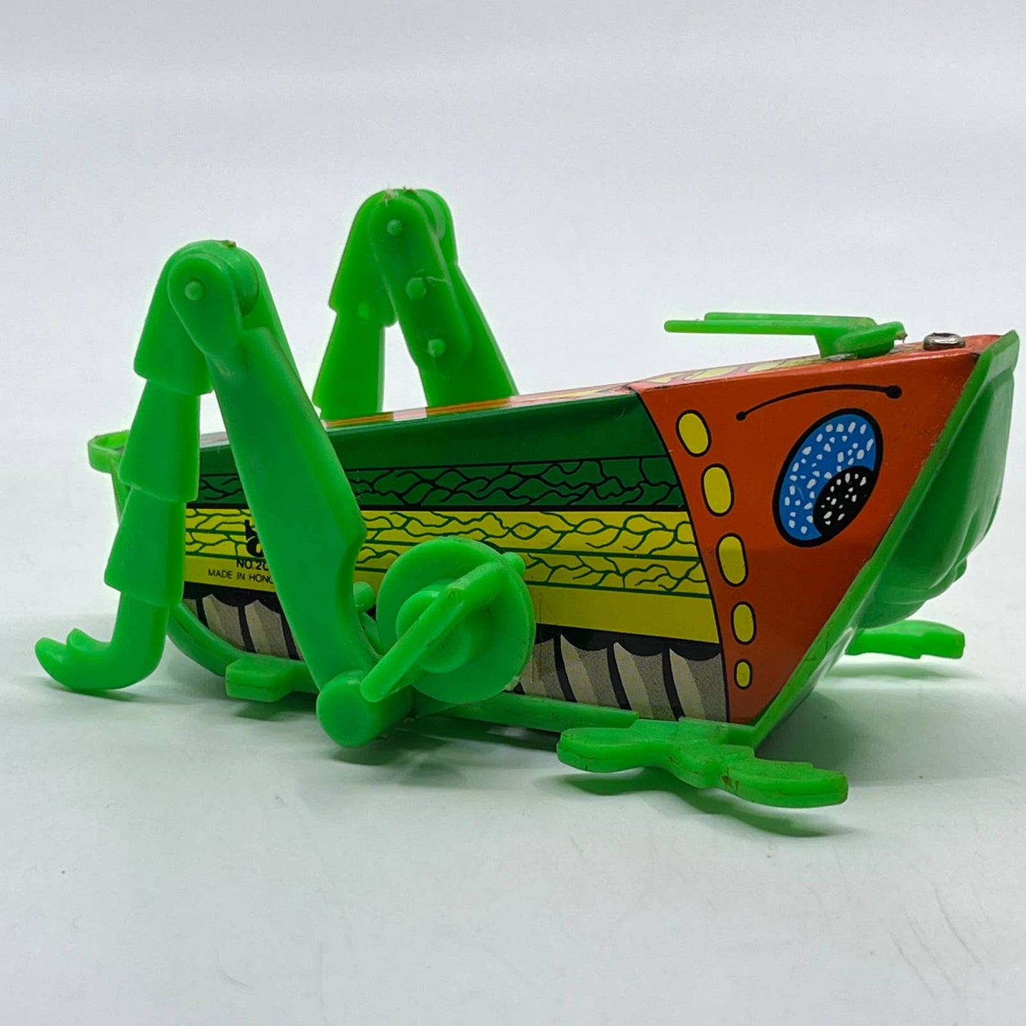 1970s Tin Litho & Plastic Wind-Up Crawling Grasshopper Hong Kong Toy WORKS TD2