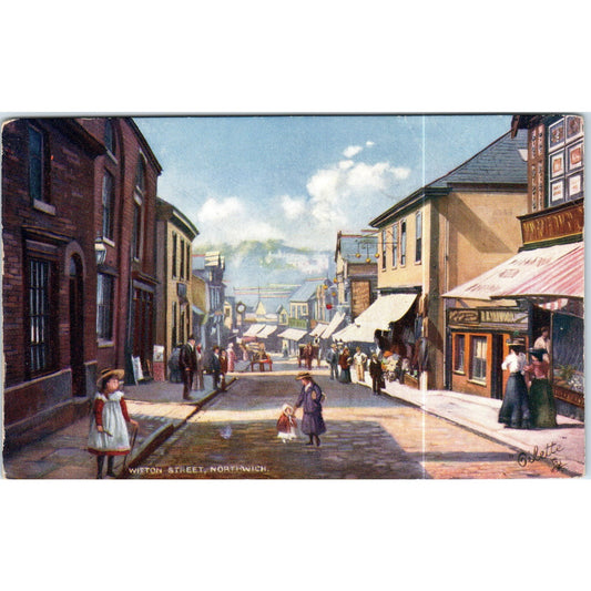 Witton Street Northwich Oilette 1911 Raphael Tuck Original Postcard P3-2