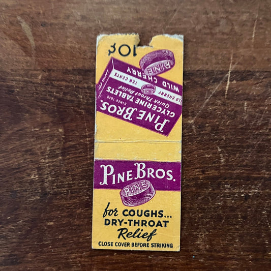 Pine Bros. Cough Drops Advertising Matchbook Cover SA9-M12