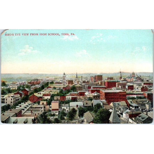 Antique Postcard Bird's Eye View of High School York PA TD9-P1