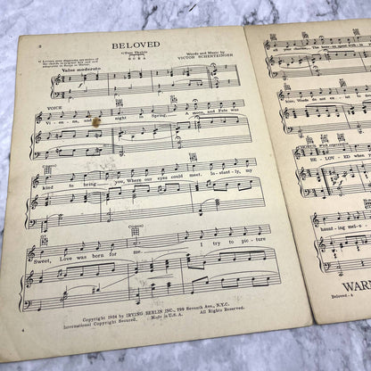 Beloved Victor Schertzinger Irving Berlin 1934 Sheet Music TK2-SM