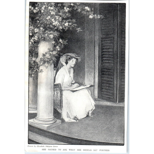 c1920 Harper's Print Lithograph Elizabeth Shippen Green She Paused To Ask TD8-H1