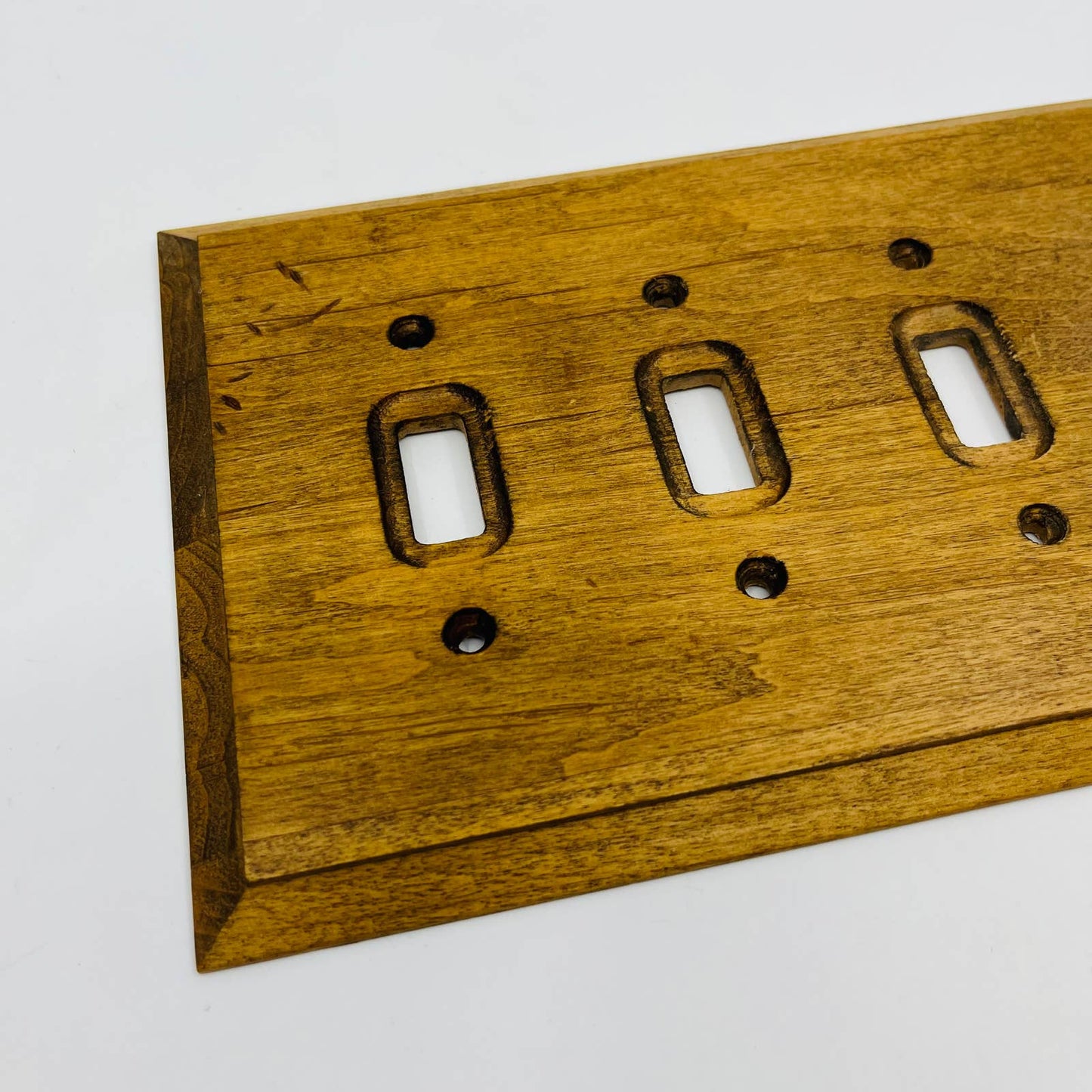 Vintage Solid Oak 4 Toggle Light Switch Plate Cover SB6