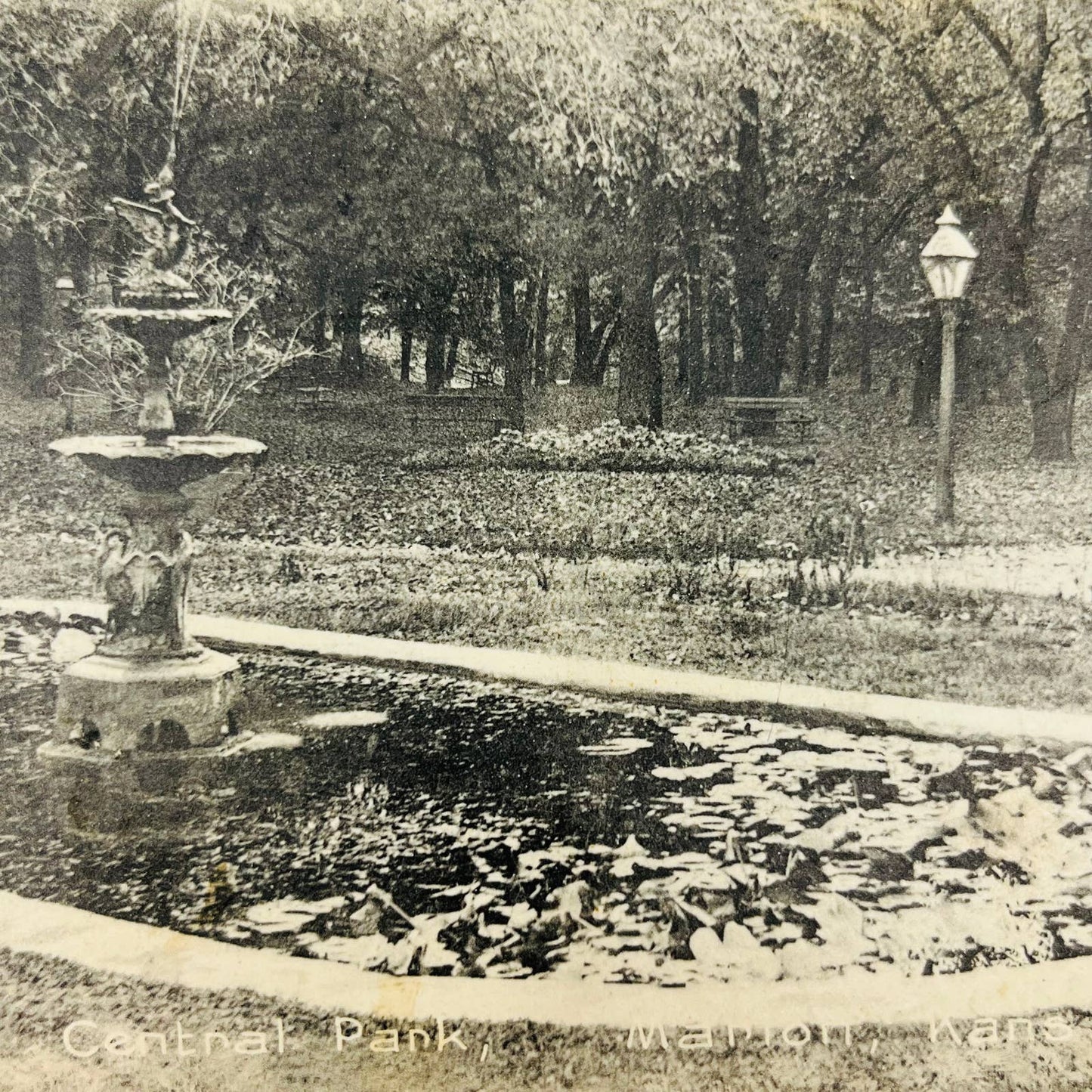 1910s Postcard RPPC Central Park Marion Kansas PA8