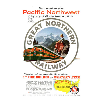 Vintage Great Northern Railway Pacific Northwest Advertising Leaflet Empire Builder AC9