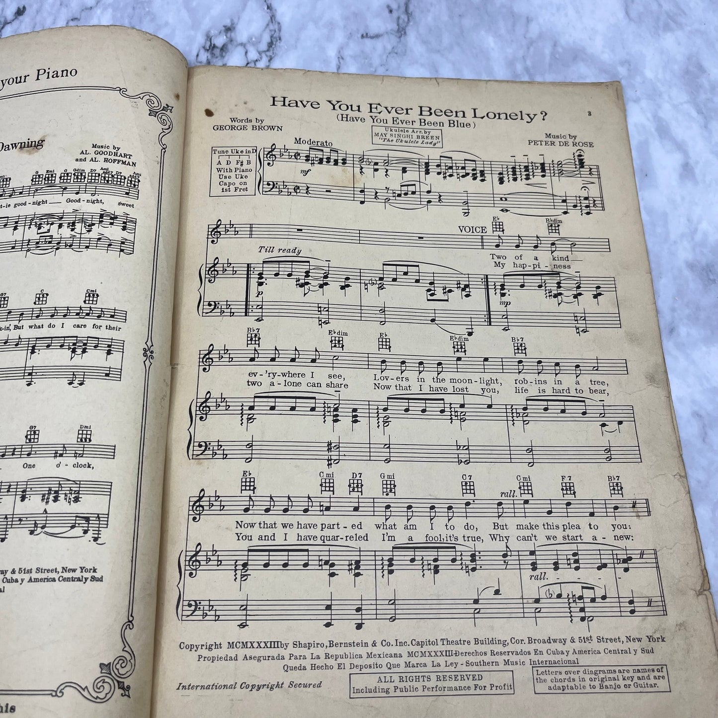 1933 HAVE YOU EVER BEEN LONELY Sheet Music Brown Peter de Rose Ruth Etting V41-1
