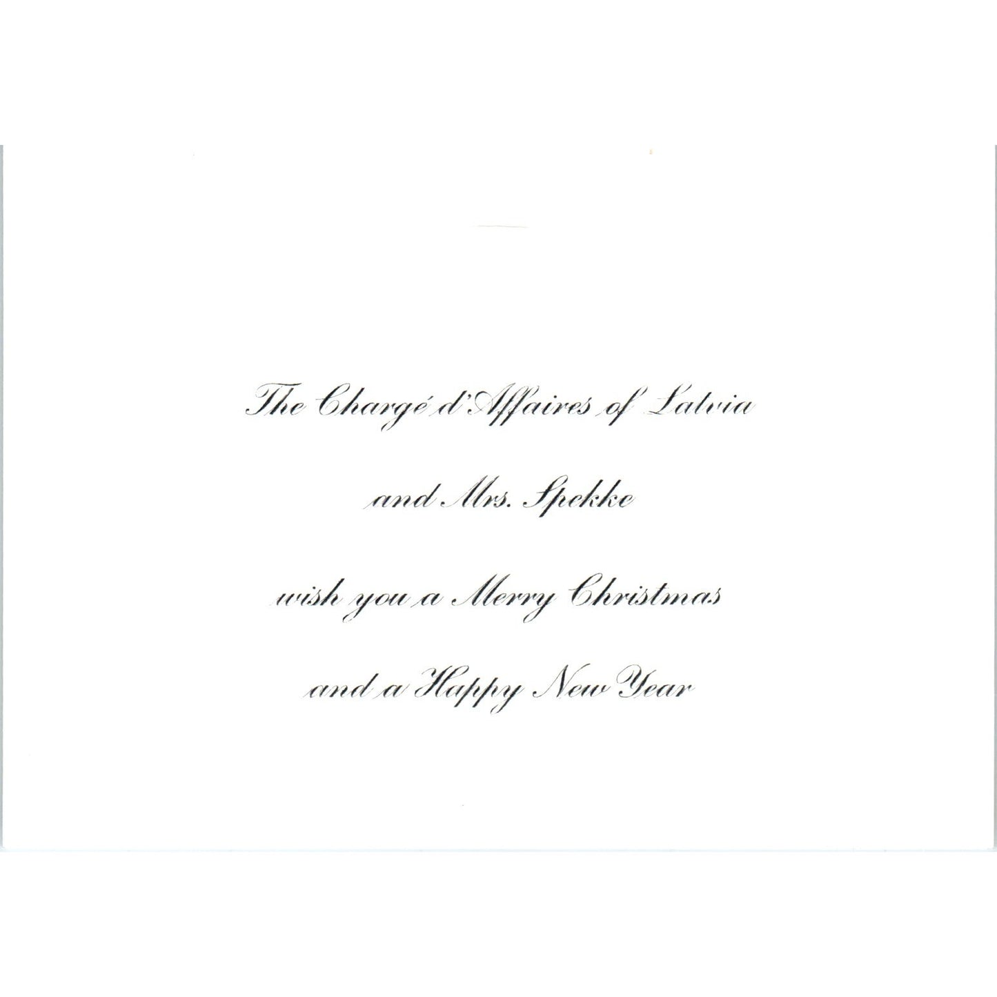 1960s Christmas Card from The Charge d'Affaires Latvia Spekke B15