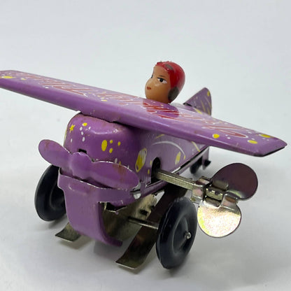 Vintage Wind-up Purple Training Plane WORKS 3.5” TD2