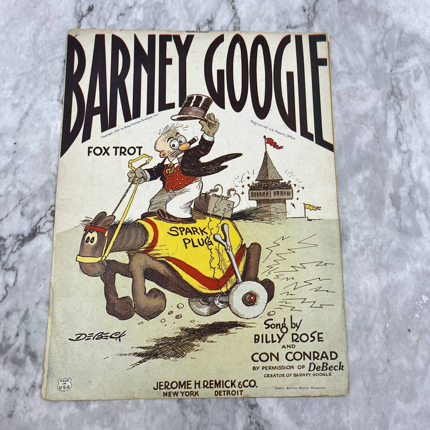 Barney Google Foxtrot Con Conrad DeBeck Cover 1923 Sheet Music TK2-SM3