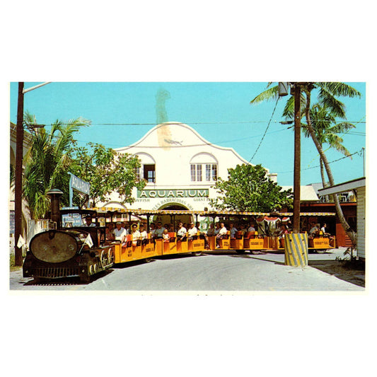 Vintage Postcard - Municipal Aquarium and Conch Tour Train Key West Florida AD9