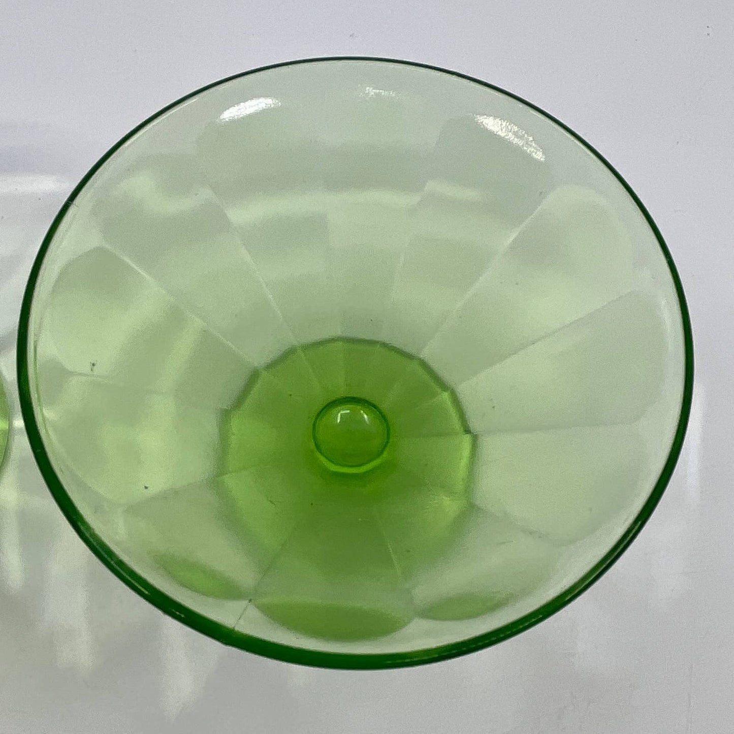 1920s Federal Glass Depression Uranium Vaseline 2 Sherbet Ice Cream Optic TH5