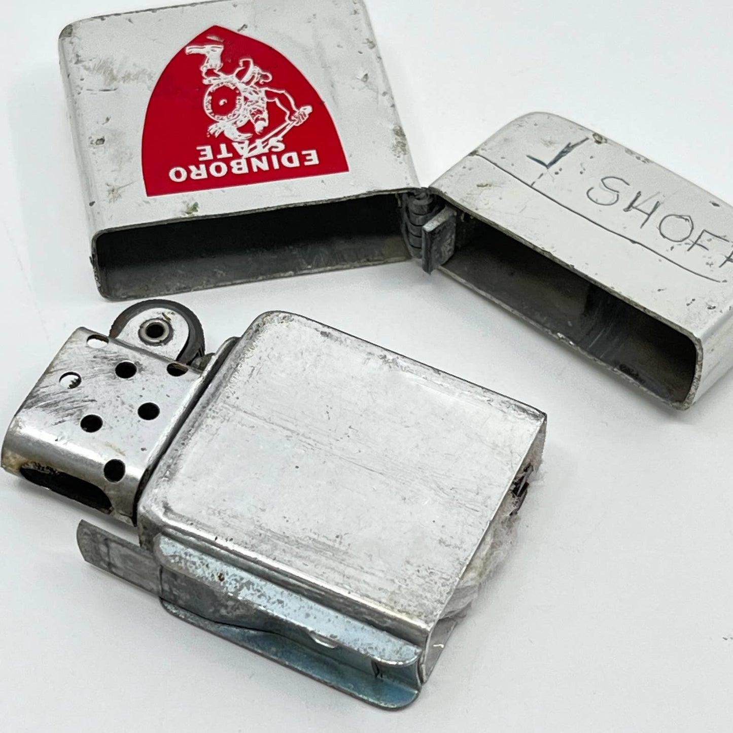 1950s Metal Zippo Lighter Edinboro State College Pennsylvania SC6