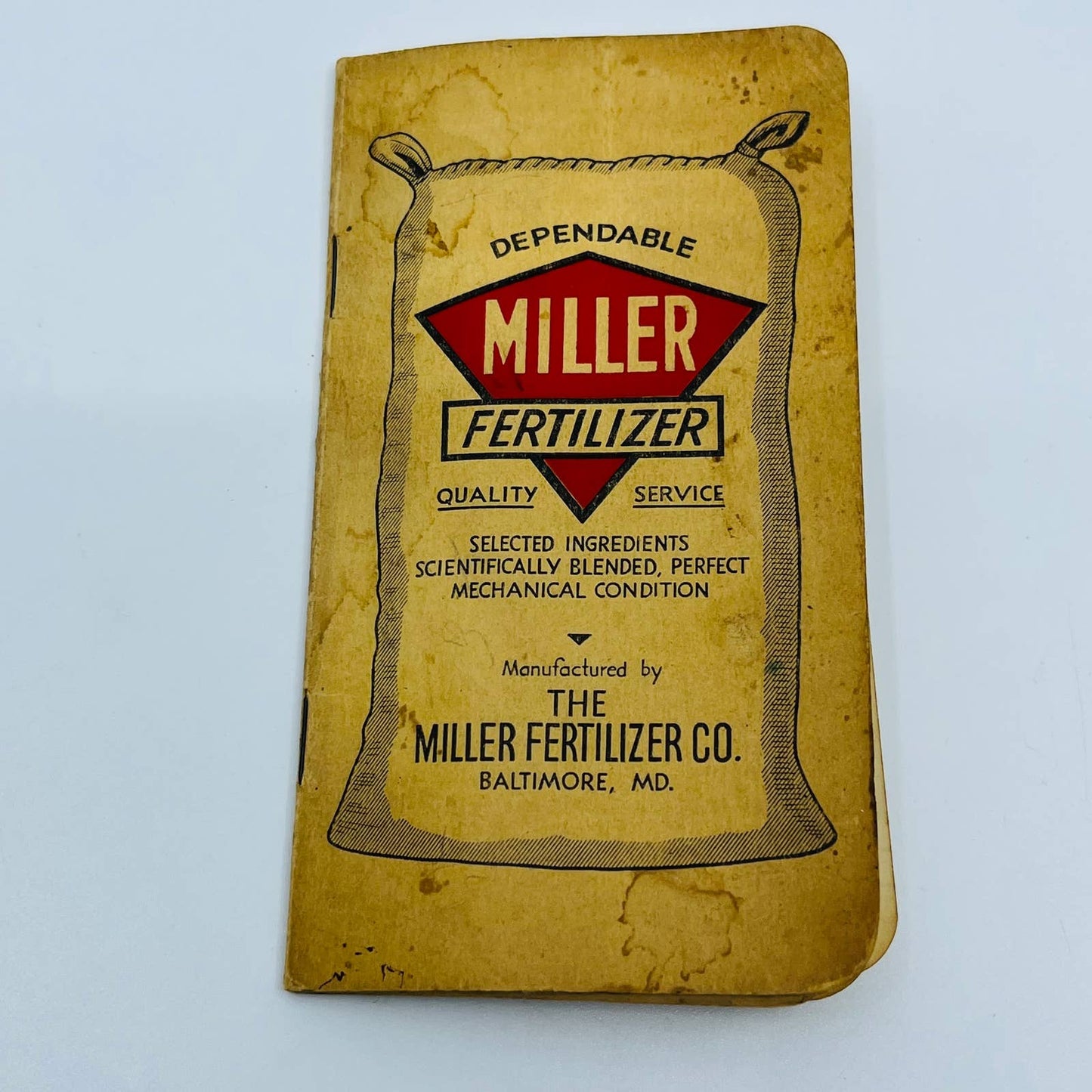 1936 Miller Fertilizer Pocket Notebook Baltimore, MD SC2