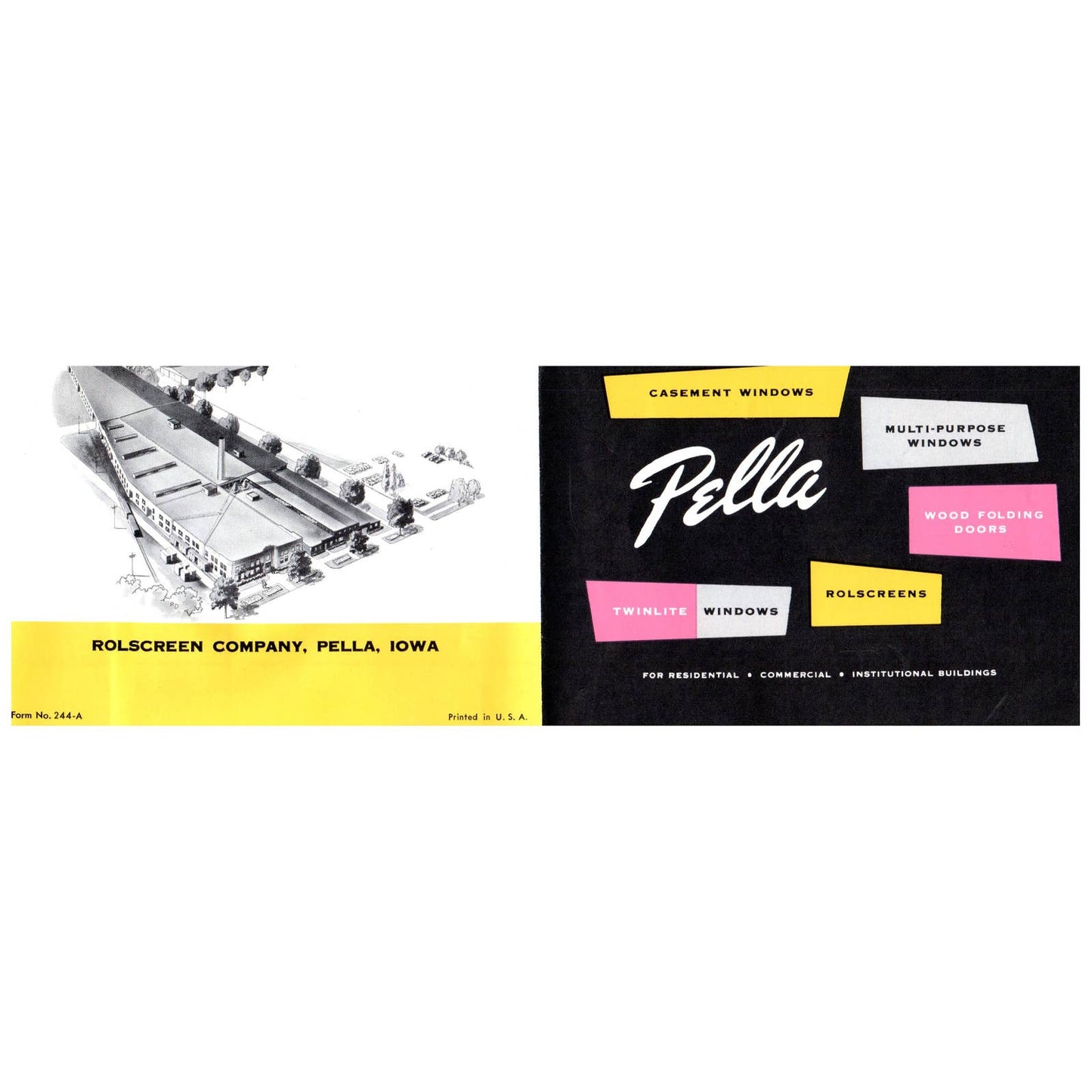 1950s MCM Advertising Brochure Pella Windows Twilite Rolscreen Folding Doors SE4