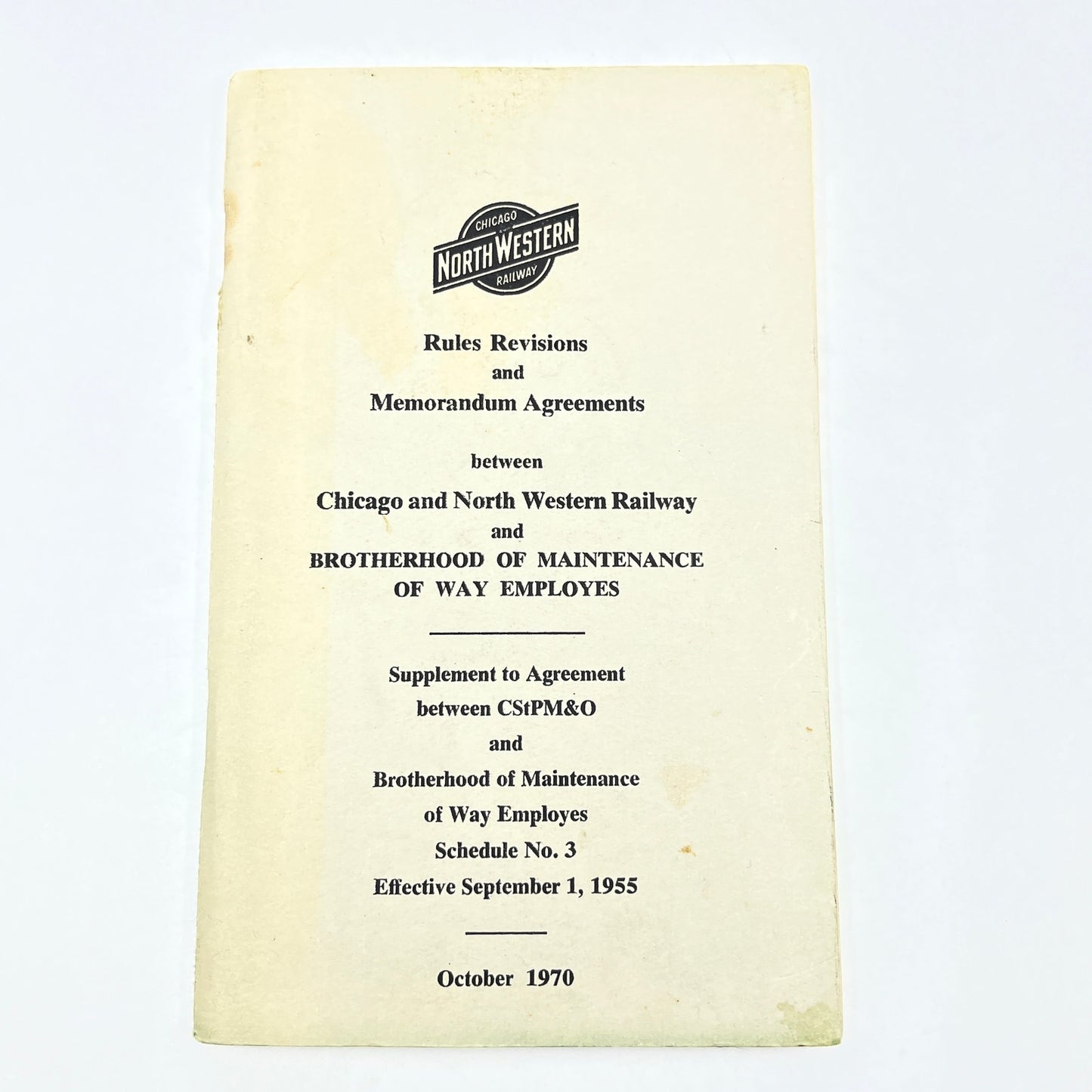 1955-70 Chicago Northwestern Railway Memorandum Agreement Booklet H5-3