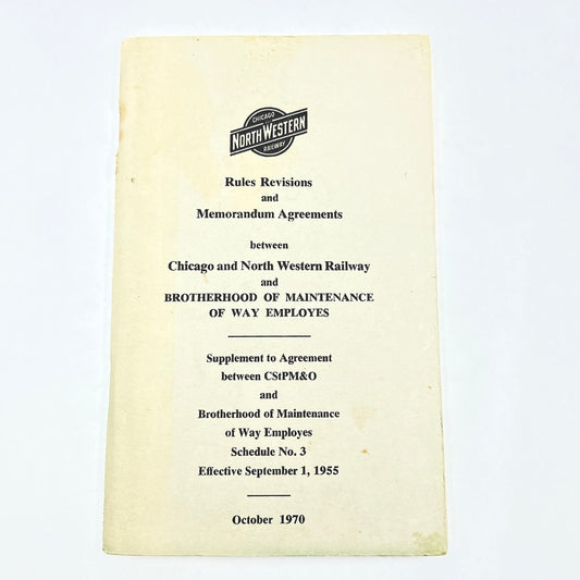1955-70 Chicago Northwestern Railway Memorandum Agreement Booklet H5-3